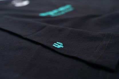 Embroidered Shirt With Backpiece - Black/Teal