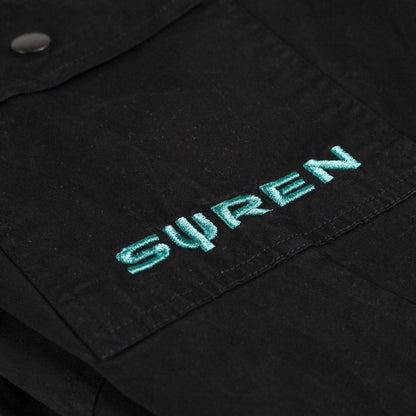 Embroidery on pocket of black coloured Cargo Pants